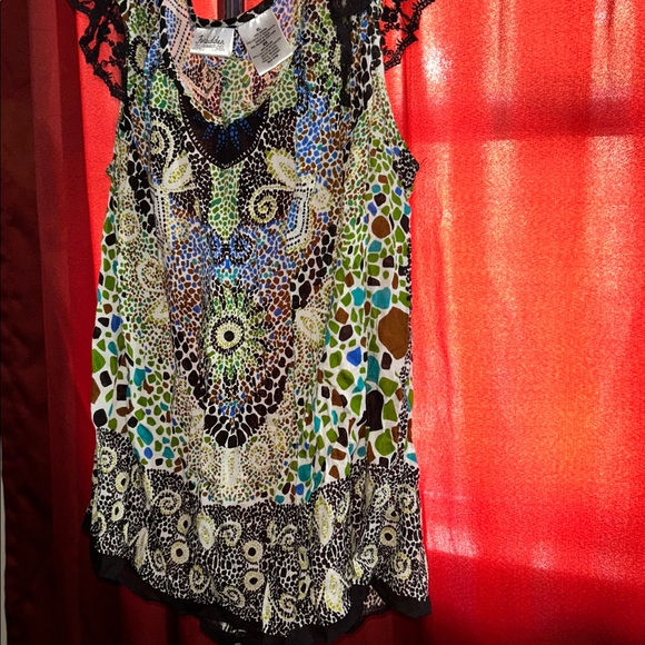 Desigual Colorful Patterned Blouse with Lace Sleeves - Picture 5 of 5